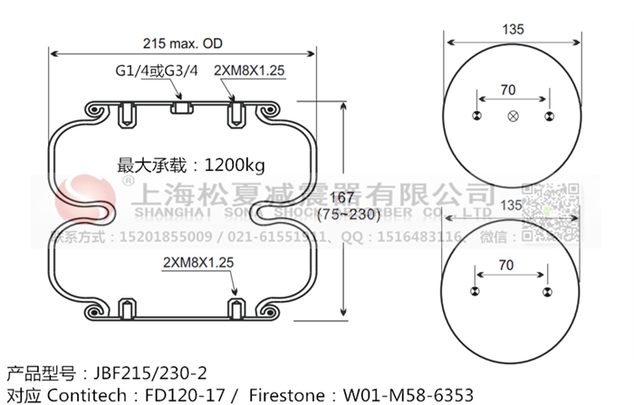JBF215/230-2橡膠<a href='http://www.t6868.cn/' target='_blank'><u>空氣彈簧</u></a>