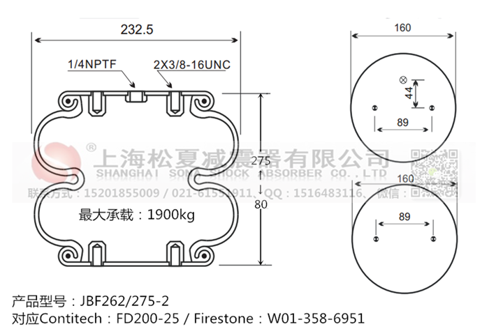 JBF262/275-2橡膠<a href='http://www.t6868.cn/' target='_blank'><u>空氣彈簧</u></a>